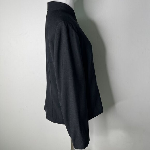 Women's Black Mock Collar Button Down Equestrian Blazer Jacket Size XL - Picture 3 of 7